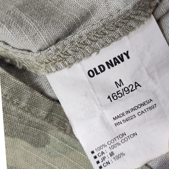 Old Navy Camo Button‎ Down Shirt Long Sleeve Top Size Medium Green Cotton - Picture 4 of 10